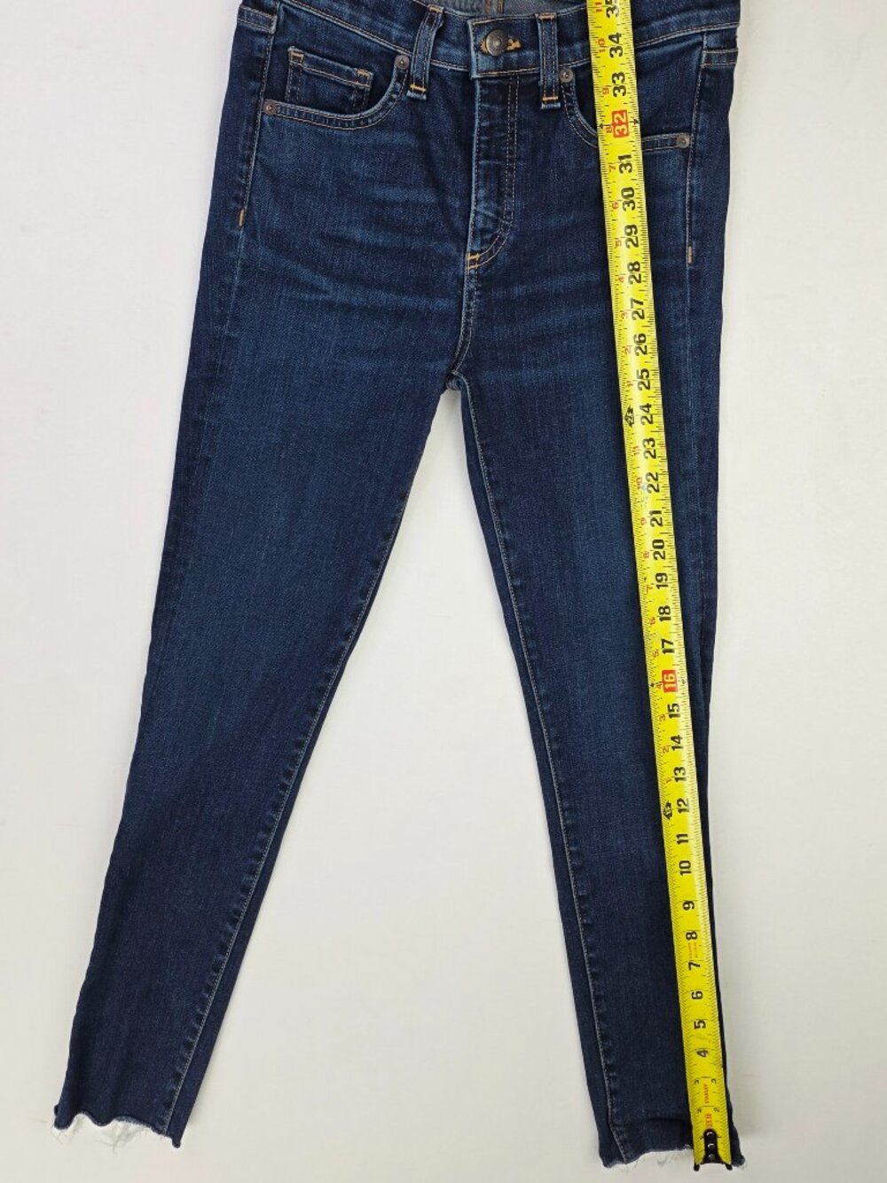 Veronica Beard Kate 10" Skinny Womens Size 24X27 Raw Hem Blue Denim Jeans USA - Picture 8 of 12